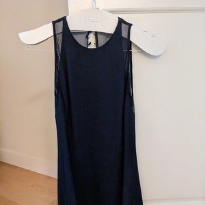 Ann Taylor midnight blue sleeveless sheer + silk dress